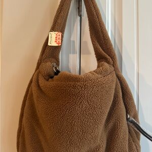 Free Prople Plush Brown Sherpa Shoulder Bag